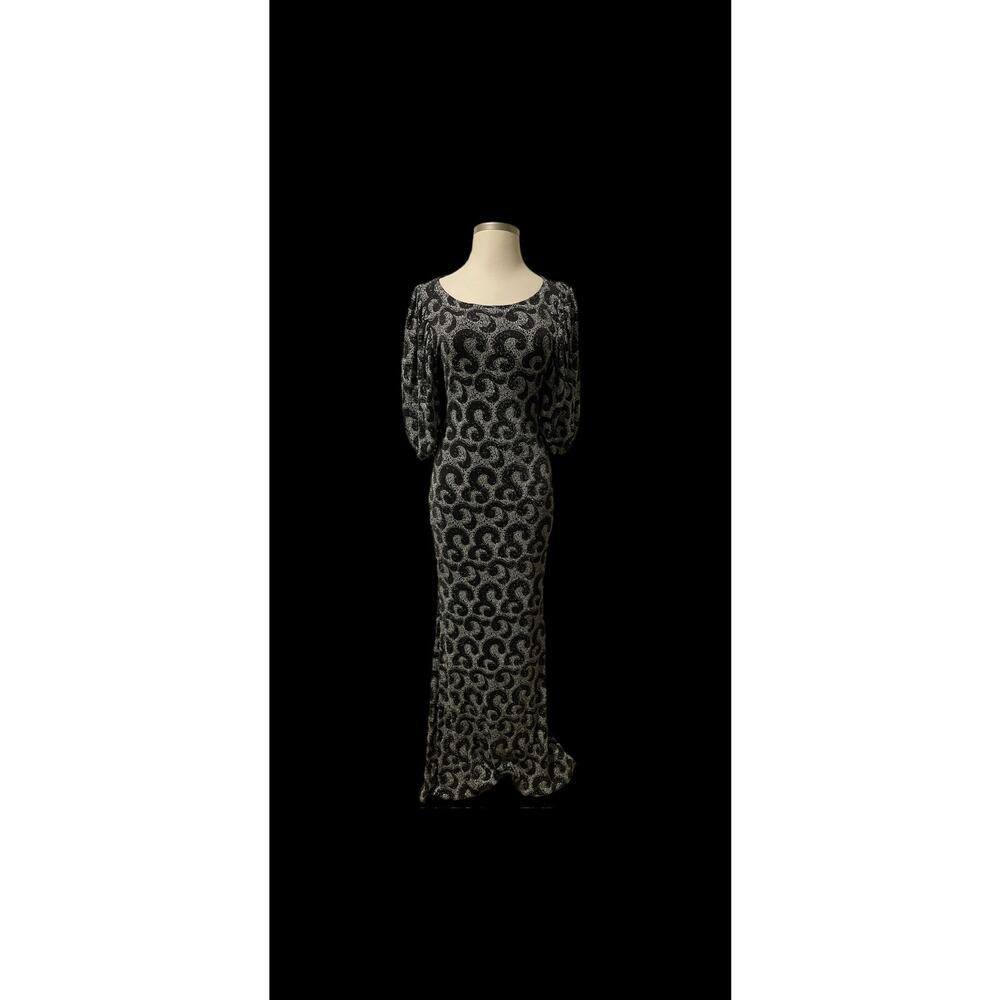 Goodtime Black & Silver Metallic Swirl Evening Gown‎ – 2X Long Formal Dress - Picture 2 of 4